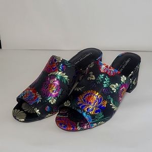 Christian Siriano Fabric Floral Satin Jaquard Slide Sandals sz 9.5